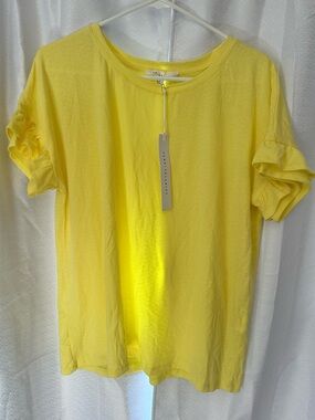 Yellow Ruffle Sleeve Tee